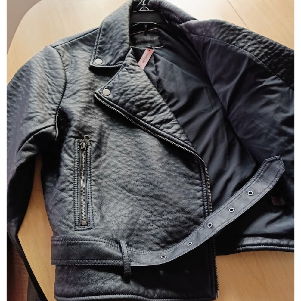 NWT Victoria's Secret Large Pebbled Faux Leather Black Motorcycle Jacket - Picture 12 of 14